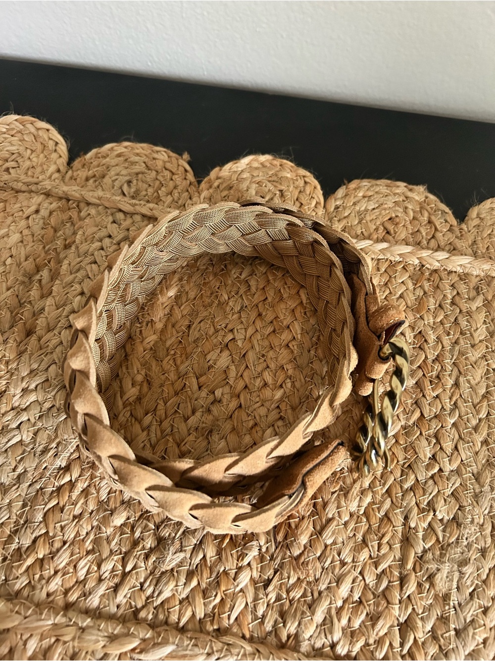 Alero Sport Milano Camel Woven Italian Suede Brass Buckle Belt XS/S Equestrian - Picture 6 of 8
